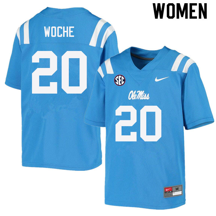 Women #20 Jack Woche Ole Miss Rebels College Football Jerseys Sale-Power Blue
